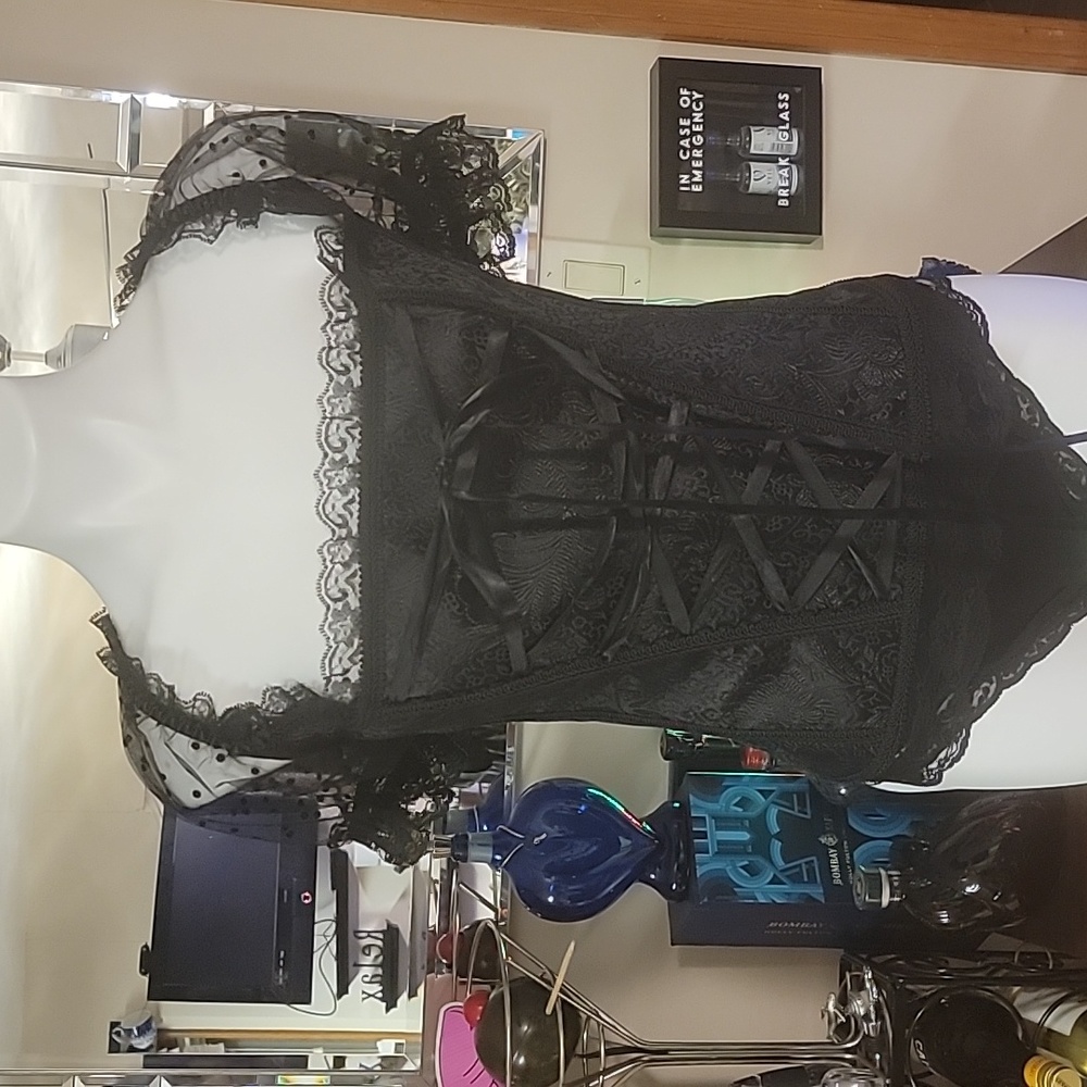 Adore Me.  Corset.  Sheer. Polka Dot Sleeve. Nwot. 2x